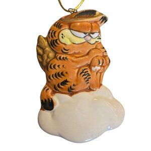 Vintage Garfield Angel Ornament Hanging Figurine 1981 Enesco Orange Cat